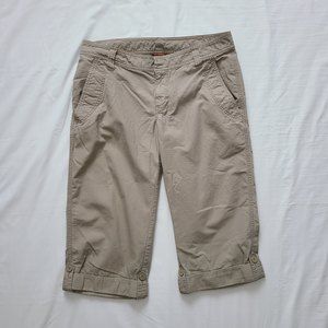 The North Face Women's Cuffed Capris Size 14 Tan Ripstop 100% Cotton Pockets